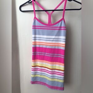 Lululemon Athletica Pink and Gray Striped Tank Dress